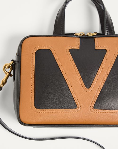 Valentino Garavani - Valentino Garavani Viva Superstar Nappa Handbag - Black/spice - Woman - Top Handle Bags